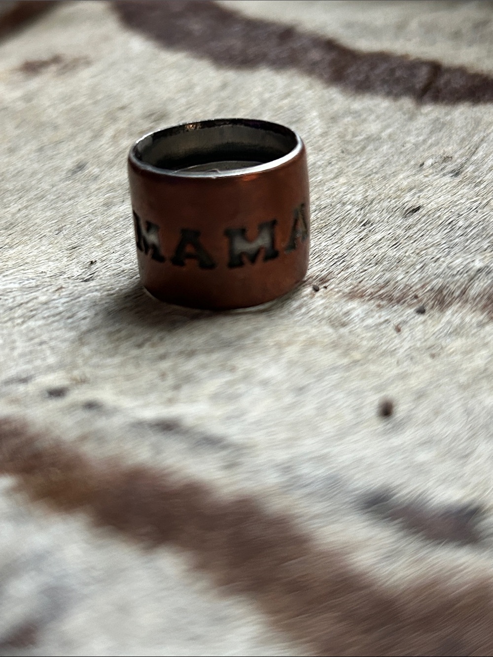 Copper and Silver “mama tried” Merle Haggard custom made Statement Ring - Picture 3 of 5